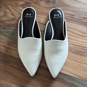 Marc Fisher White Mules with Pointed Toe